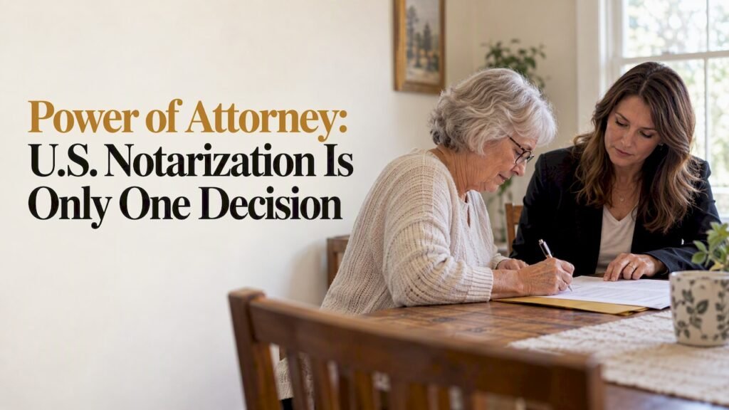 Notary witnessing a power of attorney signing