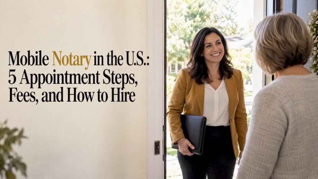 Mobile notary arriving at a client's home